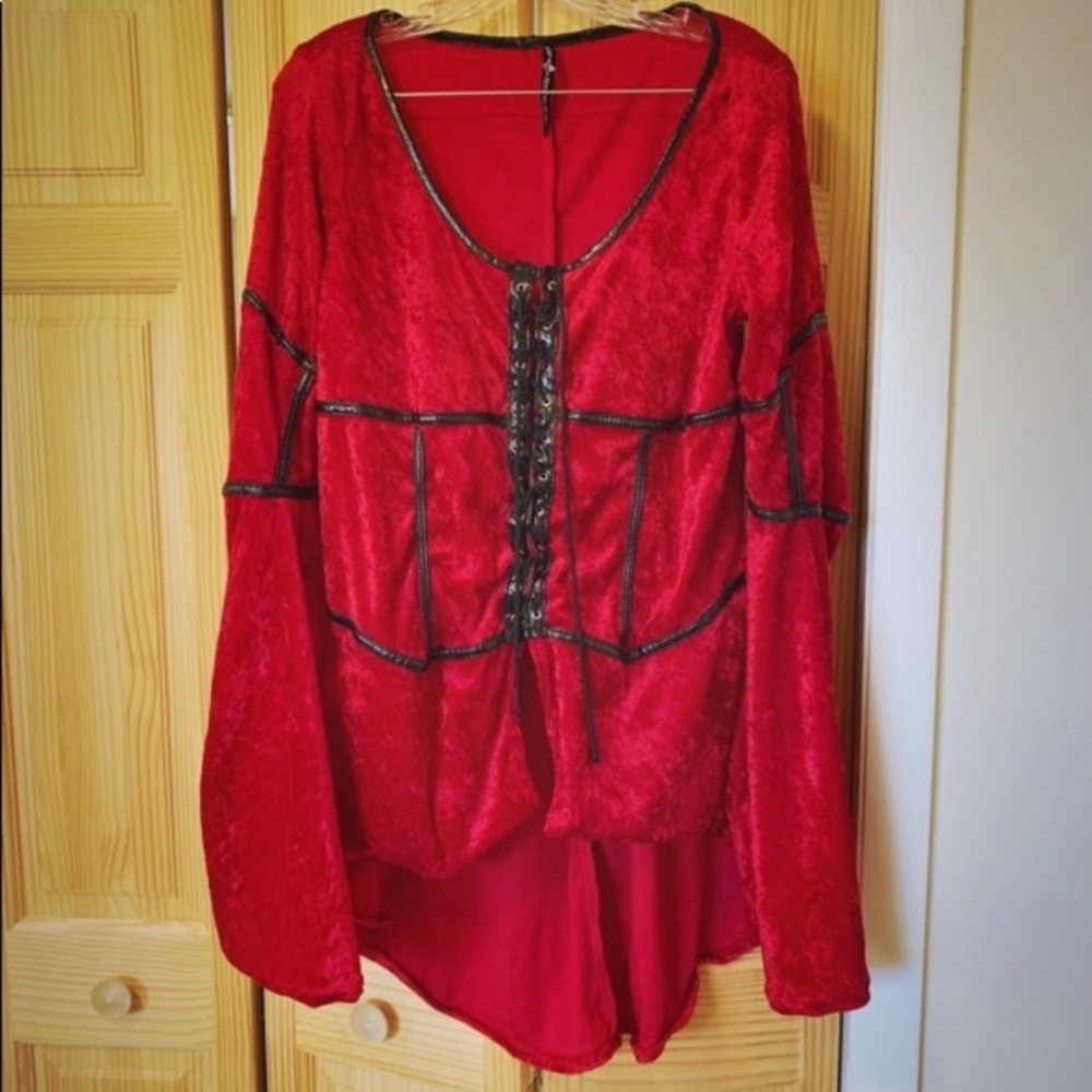 Lip Service 2X Red Velvet Corset Laced Top